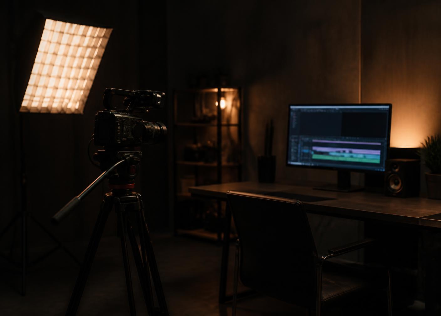 Production and editing workspace used for client media work